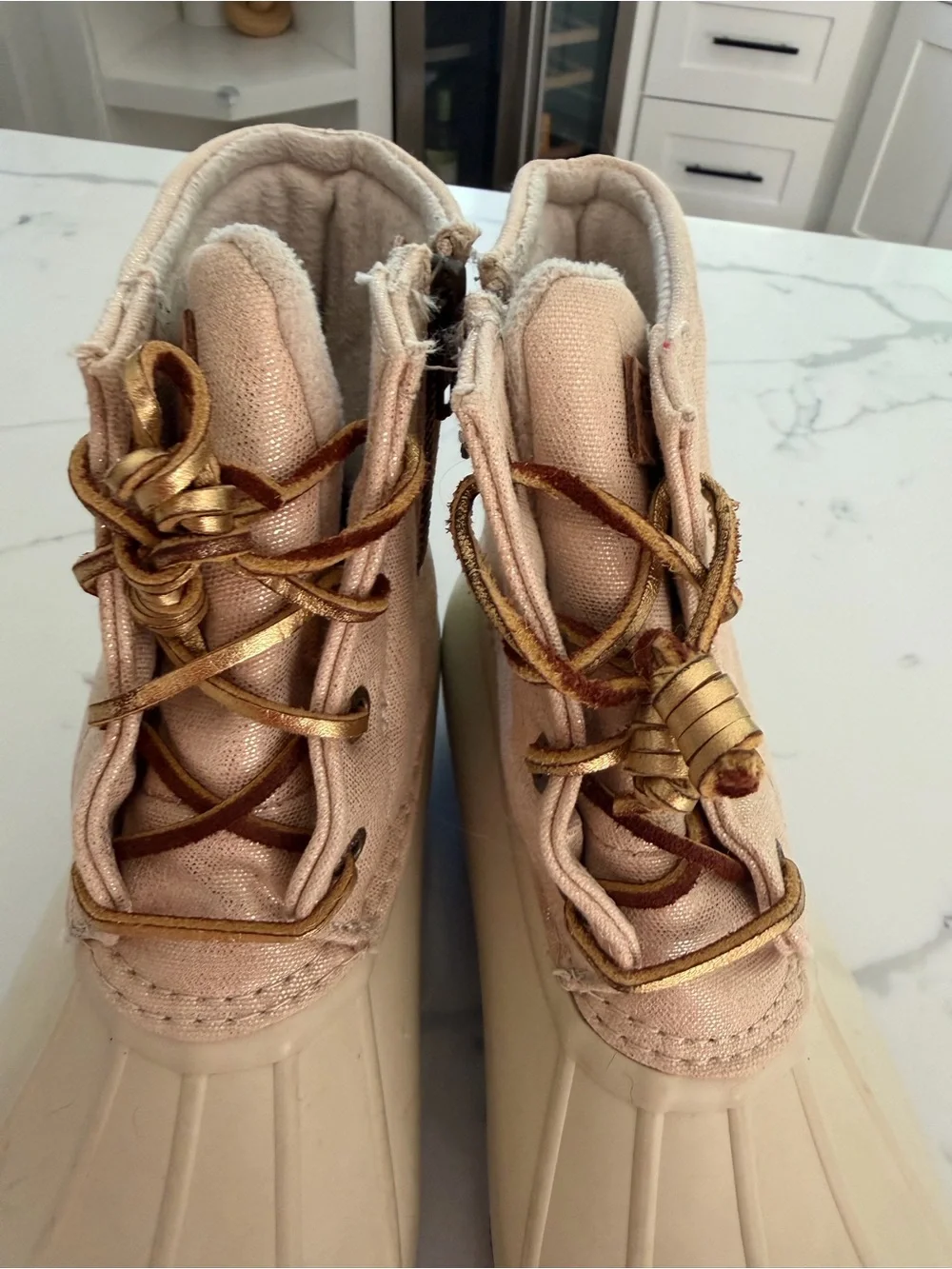 Sperry Gold Shimmer Duck Boots